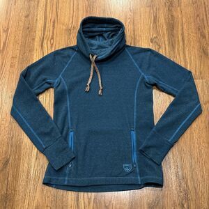 Noble Equestrian Sweatshirt Womens XS Cowl Neck Teal Pullover Pockets Fleece